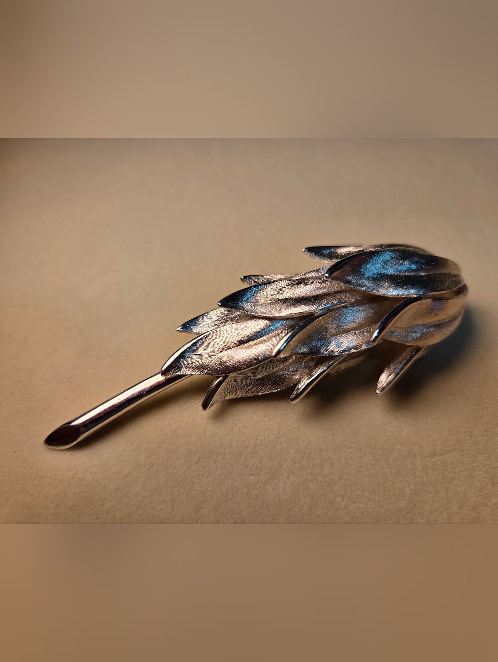 Vintage Kramer Brushed Silver Botanical Brooch
